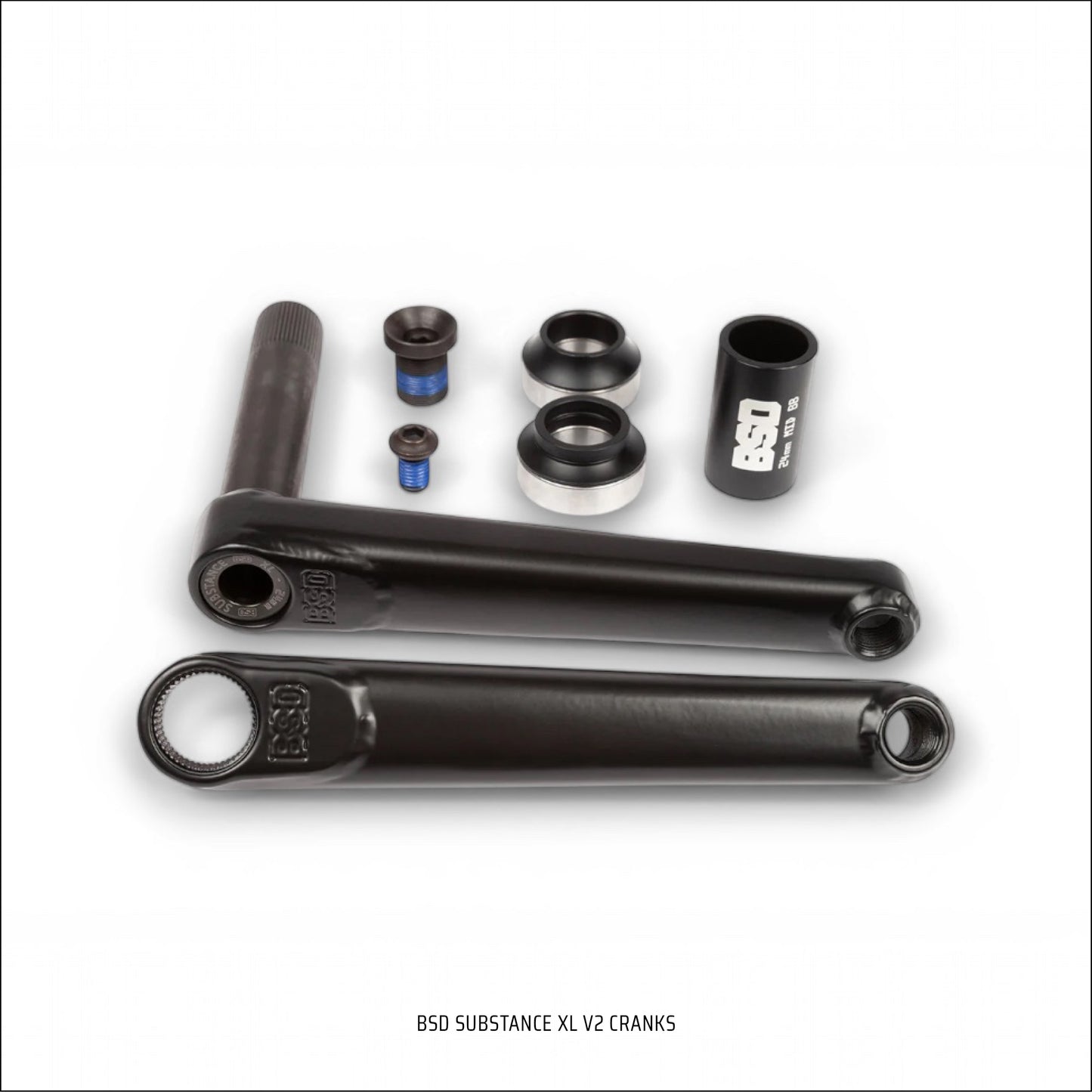 Set of BSD Substance XL V2 cranks and components on a white background